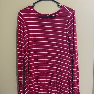 Old Navy Red and White Striped Long Sleeve dress